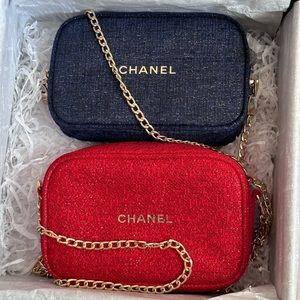 Chanel cosmetic bags turned crossbody x2